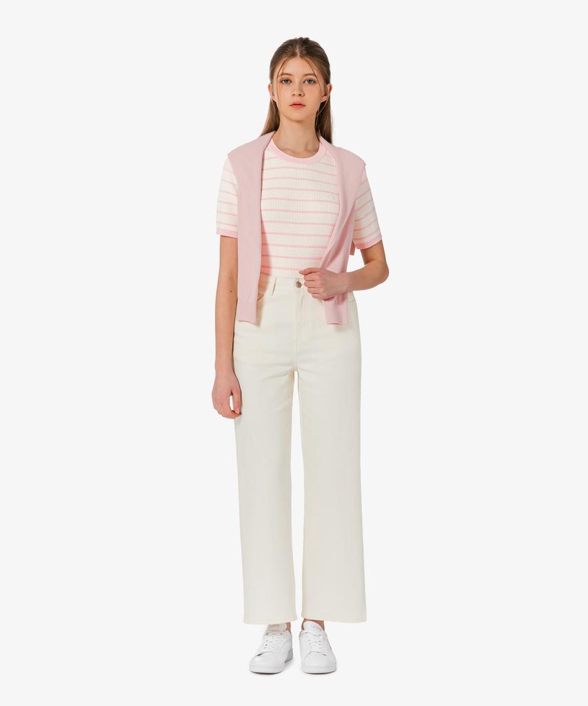 LACOSTE Women'S Scallop Crew Neck Short Sleeve Sweater Af900E-56G Ady
