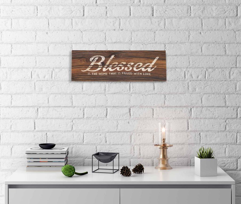 Inkdotpot Натянутый холст с цитатами Декор для стен, Благословен дом, наполненный любовью Декор для стен-twoRustic Wall Art Sign