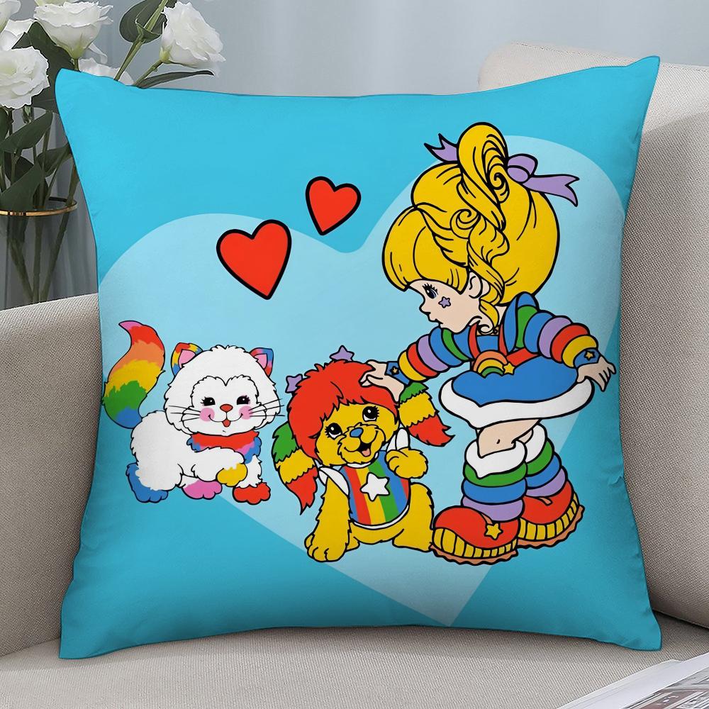 Милая наволочка R-Rainbows B-Brite, короткий плюшевый чехол для подушки, диванная декоративная, подарок для дома, двусторонняя печать, наволочка для подушки