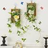 Подвесные цветочные украшения для гостиной Пластиковые настенные дверные поделки Искусственные растения Искусственные цветы Садовые украшения из дерева Украшения для дома