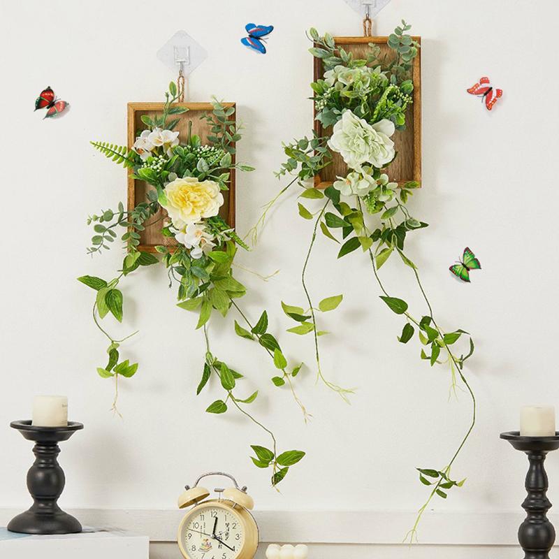 Подвесные цветочные украшения для гостиной Пластиковые настенные дверные поделки Искусственные растения Искусственные цветы Садовые украшения из дерева Украшения для дома
