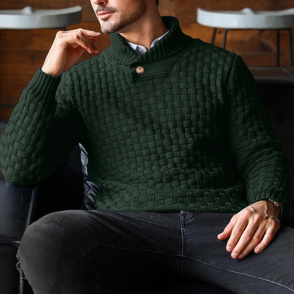 Мужской однотонный свитер-пуловер, модный свитер с круглым вырезом, облегающего кроя