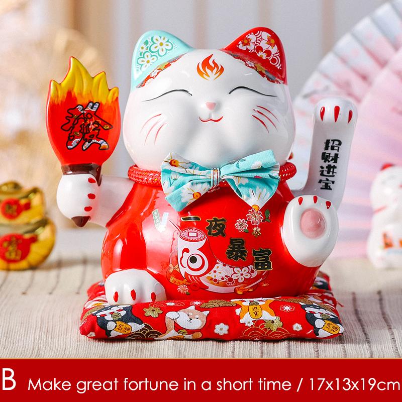 7,5-дюймовый керамический манящий кот Манеки-неко, украшение, качели, приносящие удачу, кот, украшение по фен-шуй, центральный элемент, деловой подарок