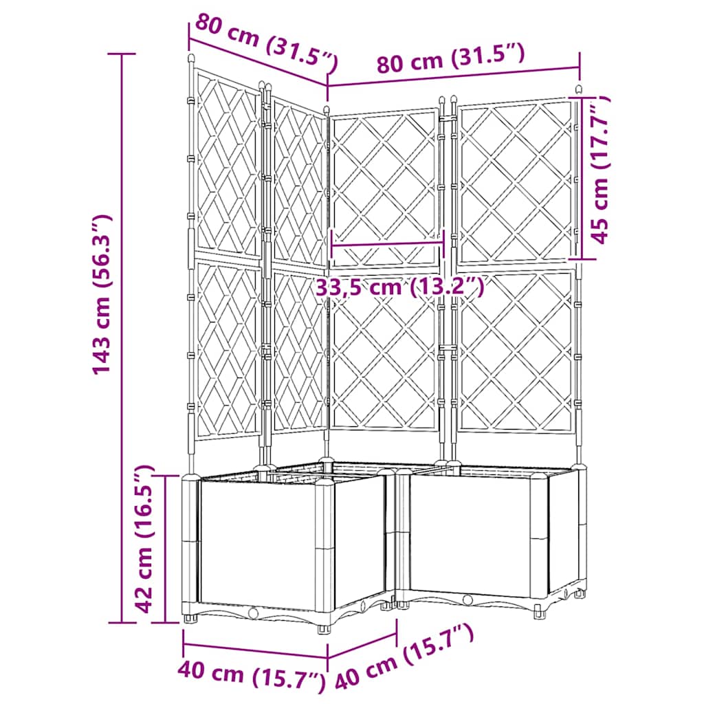 Garden Planter Set 3 pcs Light Grey 80 x 80 x 143 cm Plastic