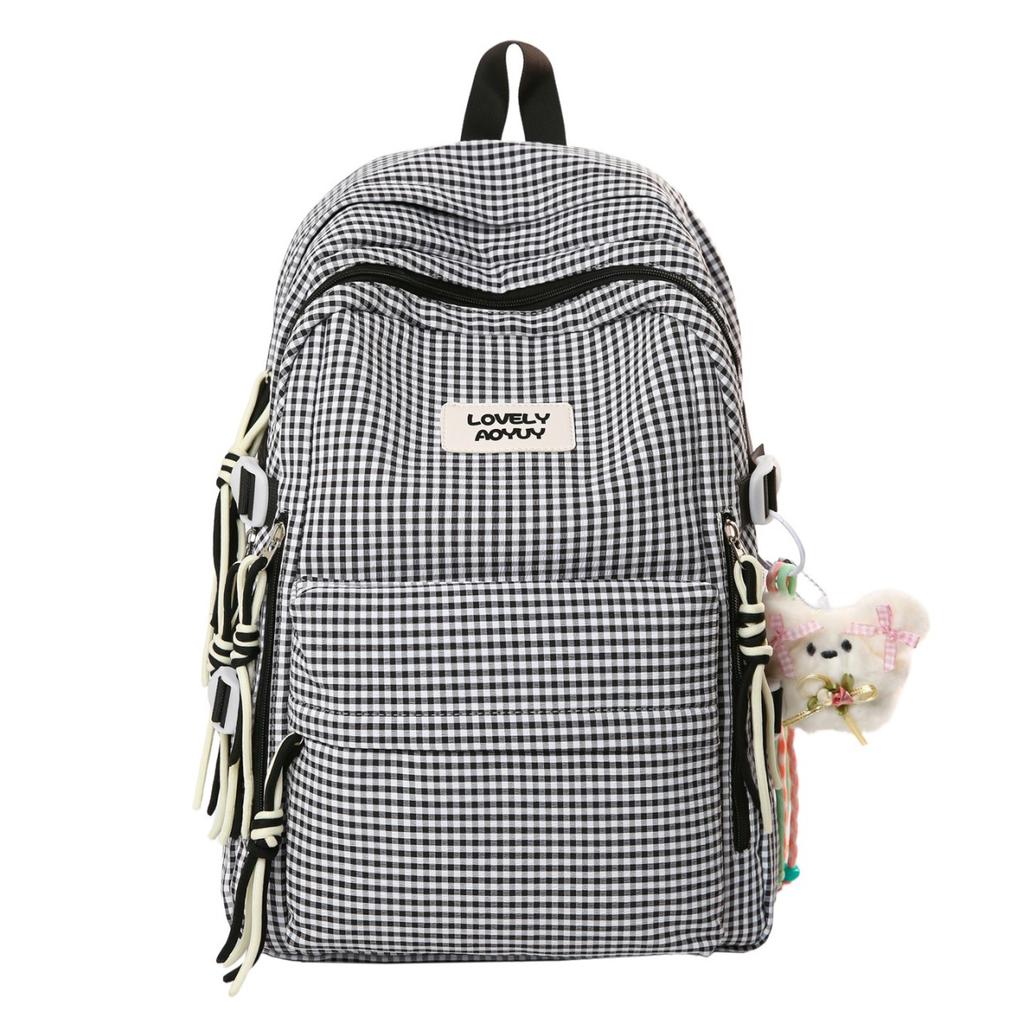 Schoolbag New Korean Simple Student School Bag Large Capacity Travel Backpack Fashion Leisure College Plaid Backpack