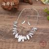 Новый набор сережек-гвоздиков и ожерелья из античного серебра с листом, ретро панк лепесток персонализированный набор сережек-гвоздиков и ожерелья
