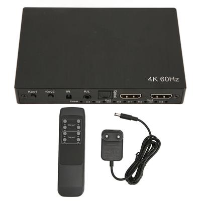 Интерфейсный коммутатор HD-мультимедиа 4K 4 в 2 выхода 3,5 мм оптический звуковой выход видеоразветвитель с EDID IR
