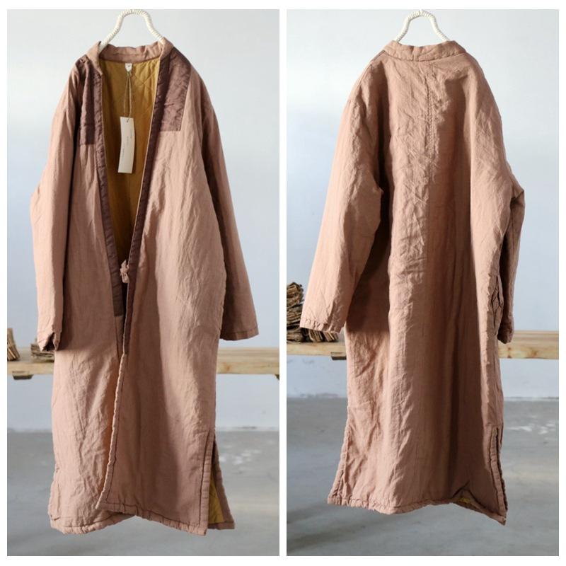 Женские лоскутные цветные парки в китайском стиле с v-образным вырезом и длинными рукавами, зимние теплые пальто, льняные винтажные свободные парки