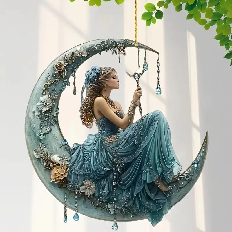 Лунный дворец Фея 2D Плоский акриловый декоративный подвес для подвешивания на сумки/брелоки/для дома/для украшения автомобиля Рамаданские украшения Рождественский подарок