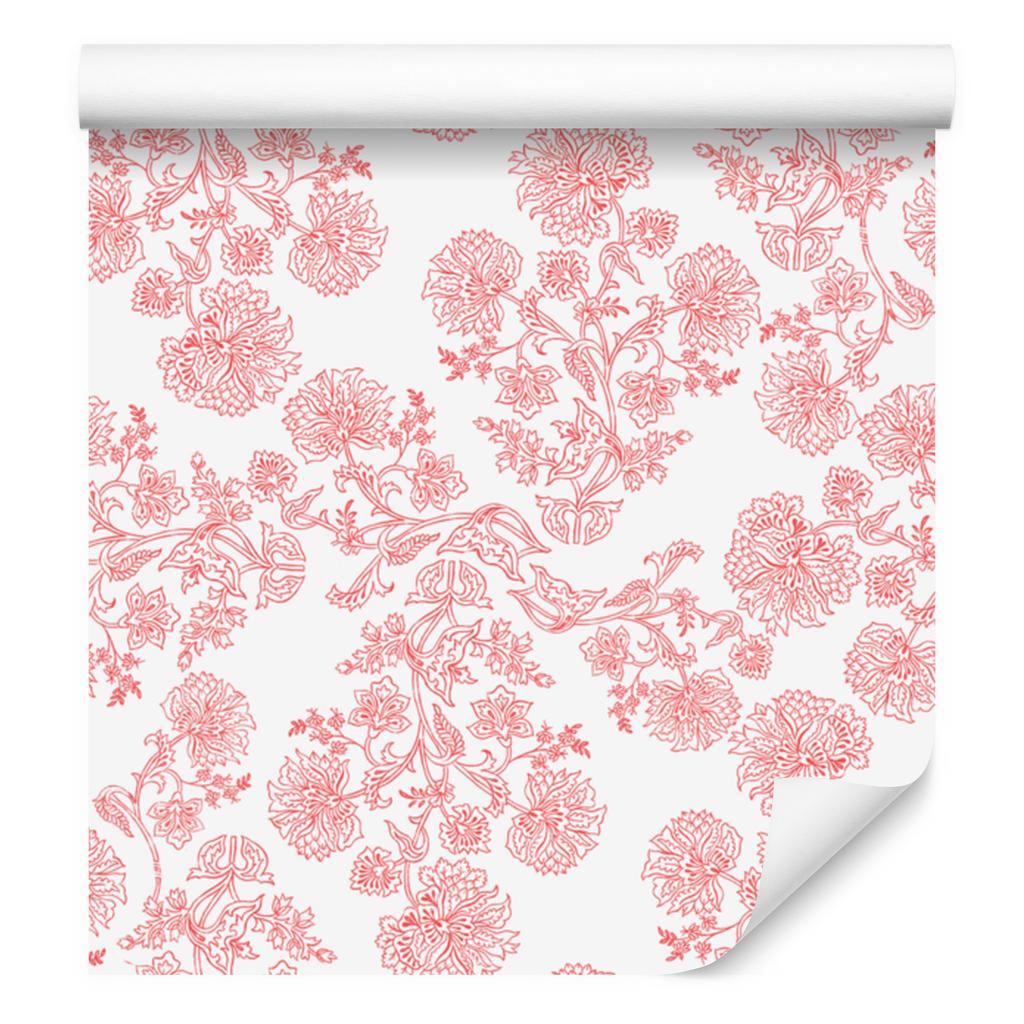 Wallpaper Flowers Coral and White, Coral Background for Living Room and Bedroom 50x1000