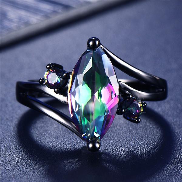 Модное женское радужное кольцо в винтажном стиле