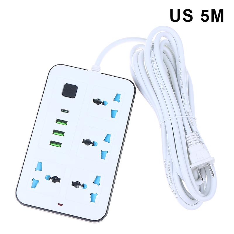НоваяEU US вилка Сетевой фильтр 2/3-контактный 1 TypeC 3 USB-порта 4 гнезда 2/3/5M удлинитель Розетка для зарядки Электрическая розетка