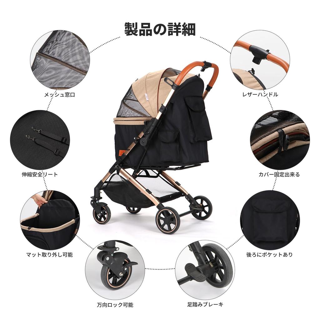 SKISOPGO Pet For Both Upgraded Pet Dog Large Inside Dog Cart for Multiple Front Wheel with Rear Wheel Folds in an Load Capacity Large Baggage Easy to