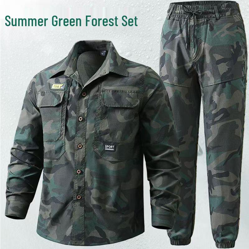 Men's Quick-Dry Summer Workwear Set: Breathable, Sun-Protective Suit for Outdoor Construction and Workshop Tasks