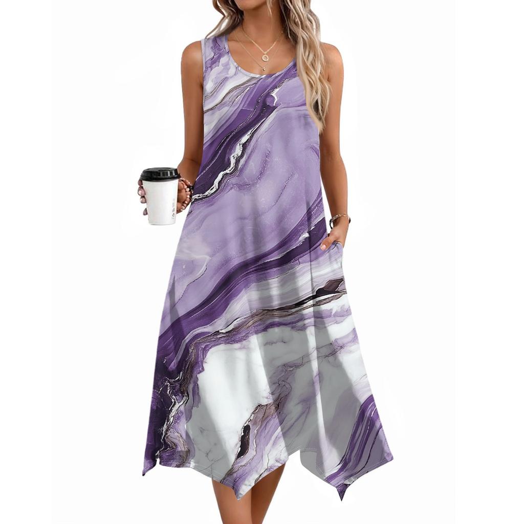 Women's Casual Dress For Summer Tank Dress Loose Beach Dress With Pockets Flare Midi Sundress