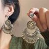 Ethnic Tibetan Silver Style Tassel Long Earrings with High-end Temperament and Exotic Style, Retro, National Style, Exaggerated Ear Clips for Women
