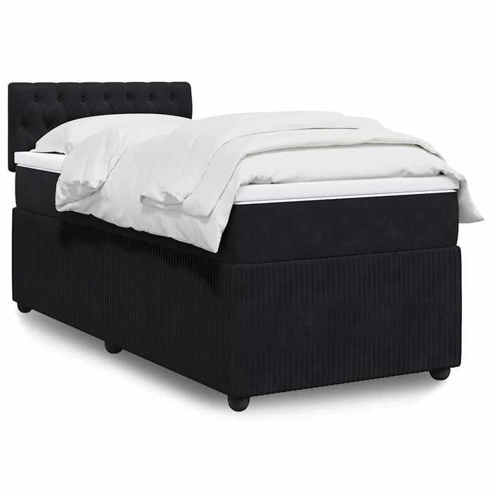 Maison Exclusive - Sommier à lattes de lit avec matelas Noir 90x190 cm Velours