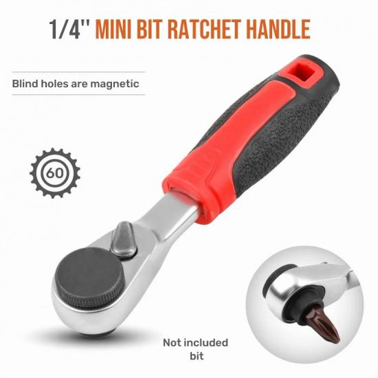 LiTuiLi Мини 1/4 "трещоточный ключ, двухсторонний быстрый шестигранный динамометрический ключ, набор стержней, отвертка, инструмент, головка, трещотка, ручка, гаечный ключ