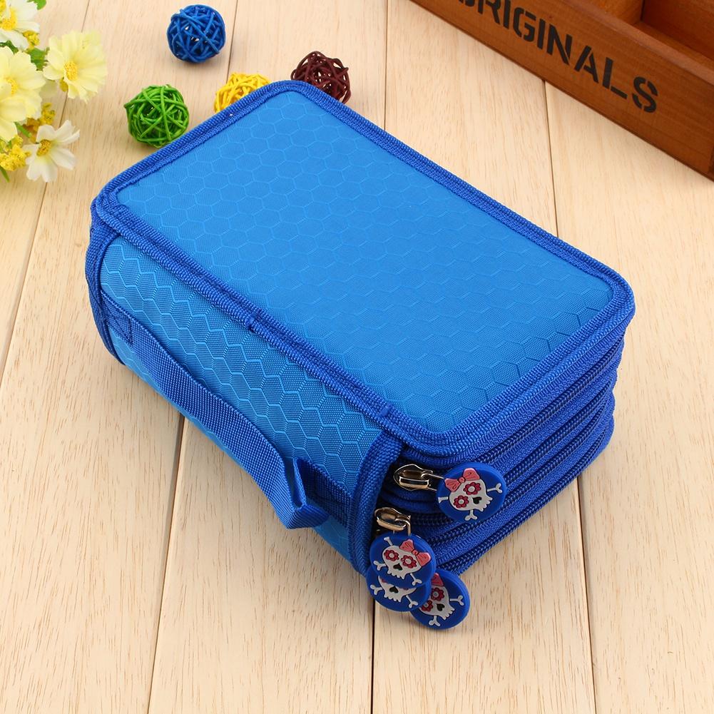 ZJchao 72pcs Colors Pencil Case Pen Bag Pouch Large Capacity Multi Layer Pencil Organizer Blue