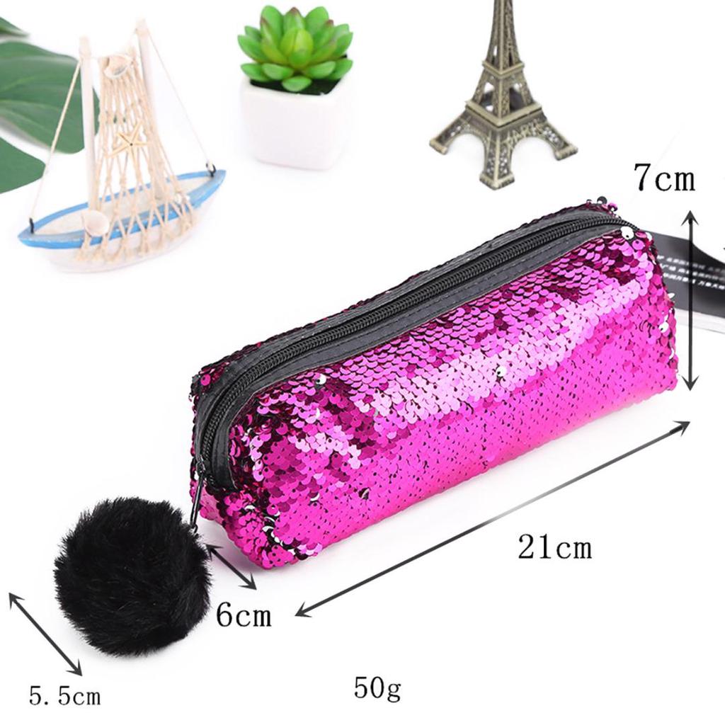 Glitter Sequin Pencil Case Cosmetic Makeup Coin Pouch Organizer Zipper Purse MYY