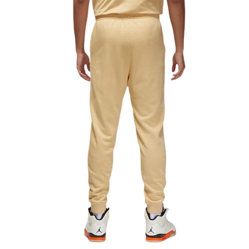 Jordan Flight MVP Logo Pattern Print Drawstring Fitted Joggers with Cuffed Ankles Men Bottoms Sesame-Brown DX9719-252