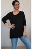 Женская стильная футболка большого размера, черная футболка с v-образным вырезом по бокам, вискозная футболка из чесаного хлопка