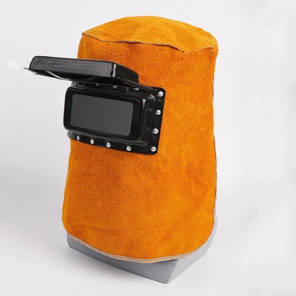 Flip Open Lens Leather Welding Hood Comfortable Welding Protection Mask  Labor Protection