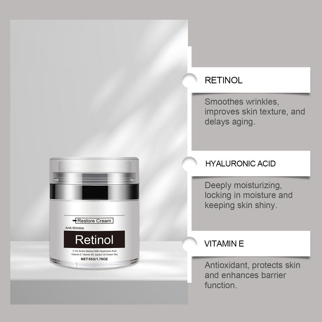 Крем для ухода за кожей с ретинолом, осветляет мелкие морщины, увлажняет, смягчает и питает кожу