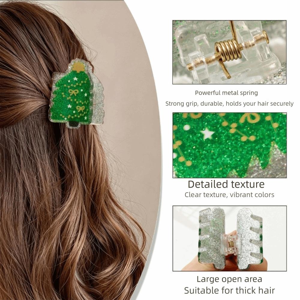 Acrylic Christmas Tree Hair Claw Elk Cartoon Hair Grab Clip Creative Santa Claus Shark Clip Party