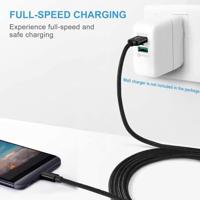 SUCESO USB Type C Cable [1M+2M+2M/Pack of 3] Braided Nylon USB C Cable Fast Charging USB C Charger for Samsung Galaxy S10/S9/S8/A7 A