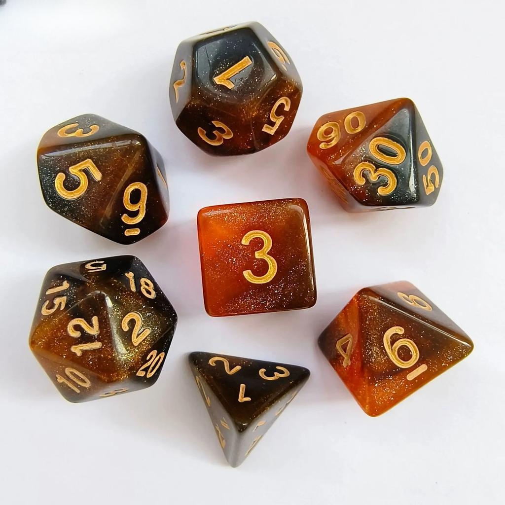 7pcs New Two Color Starry Sky Polyhedral Number Dice for RPG Cthulhu Running Team Board Game D20 D12 D10 D8 D6 D4 Dnd Dice Set