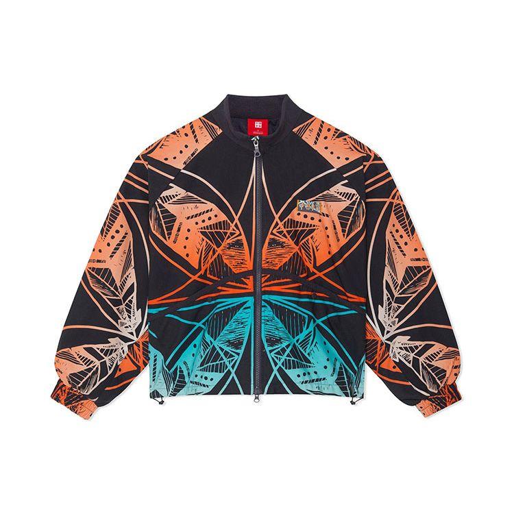 Li Ning SS22 Color Block Full Print Geometry Pattern Casual Jacket Women jackets Earth-Gray AFDS208-1