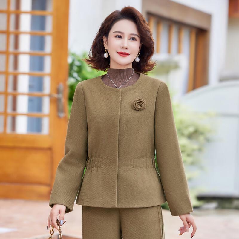 New Chinese Style Padded & Woolen Jacket for Middle-Aged Women