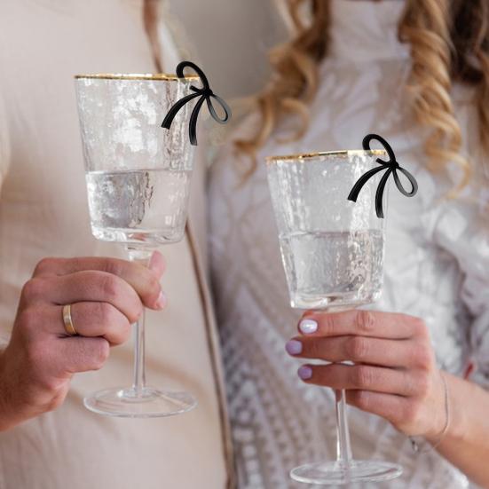 Yousheng 1/12 шт. Бантики Бирки для напитков Акриловые бантики Шармы для винных бокалов для свадебной вечеринки Декор Бантики Маркеры для напитков Многоразовый аксессуар для вечеринки