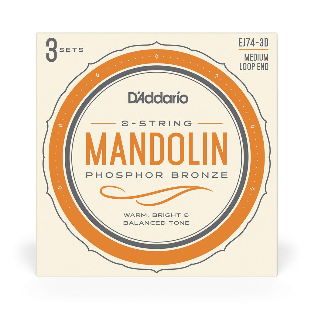 Mandolin Phosphor D'Addario Strings, Bronze, Medium, .011-.040, EJ74-3D, 3-Pack