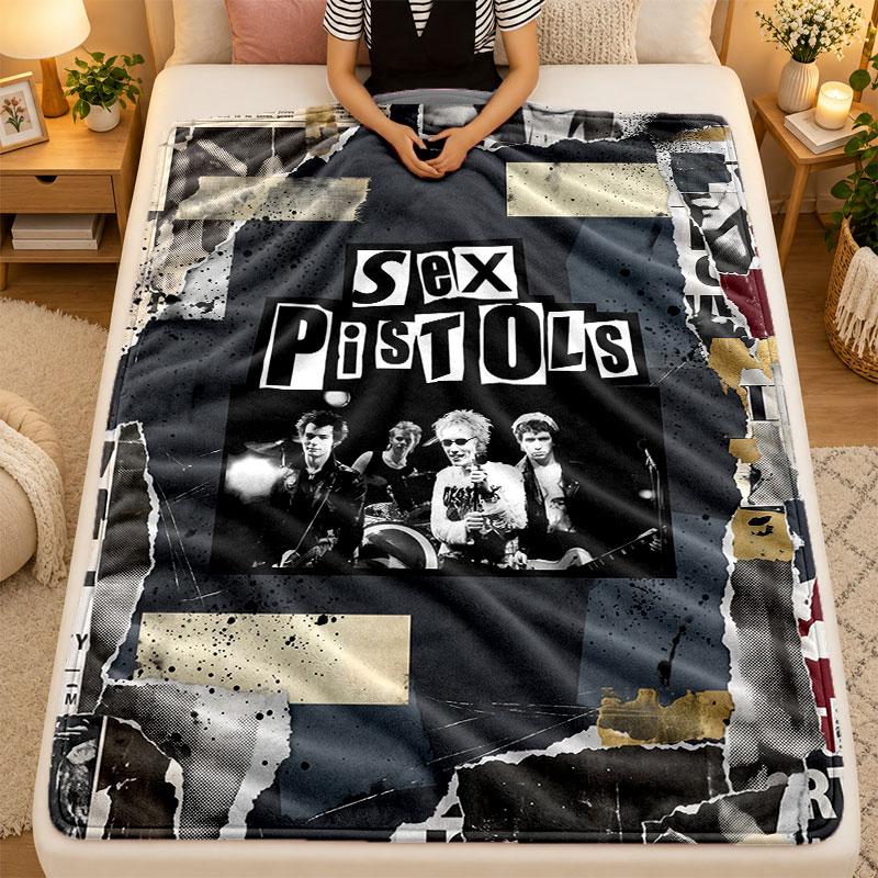 Flannel BlanketSex Pistols Warm Soft Throw Blanket for Indoor Sofa Bed Living Room Use