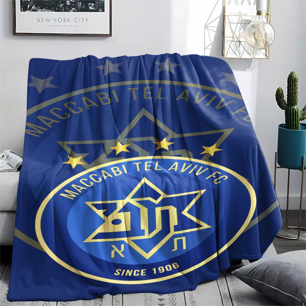 1Pc Maccabi Tel Aviv FC Print Flannel Blanket High Quality Warm Comfortable Cover for All Seasons Perfect for Gifts Home Decor