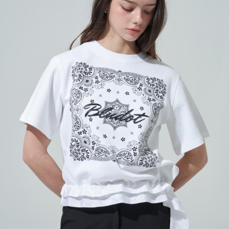 Blu DoT Bandana Graphic Tape PoinT T shirT Wh