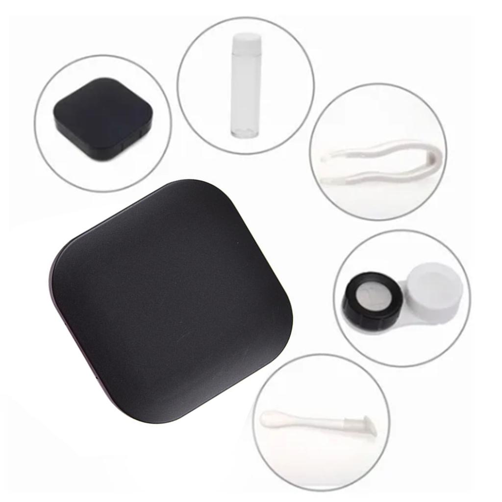 Contact Lens Box Plastic Leakage Proof Dustproof Portable Square Contact Lens Case Black