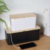 Cable Storage Box Power Strip Case Wooden Power Line Wire Management Organizer Anti-Dust Charger Socket Network Line Storage Bin