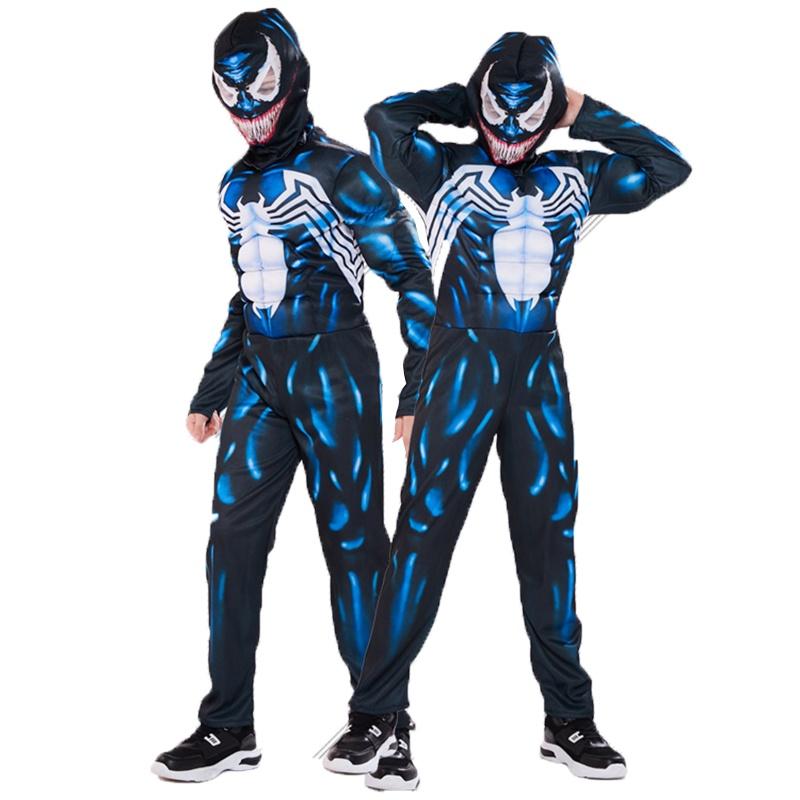 Легкий Дышащий Детский Костюм Венома Человека-паука для Косплея с Идеальными Швами