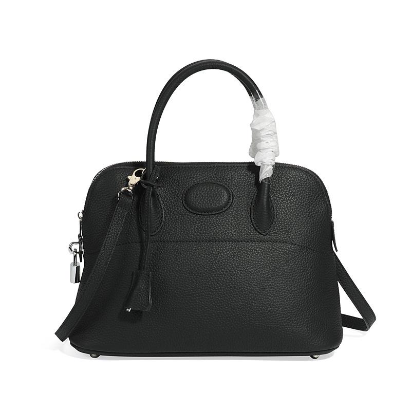 Новая женская сумка из натуральной кожи с узором личи 2024 года - европейский и американский модный дизайн в виде ракушки