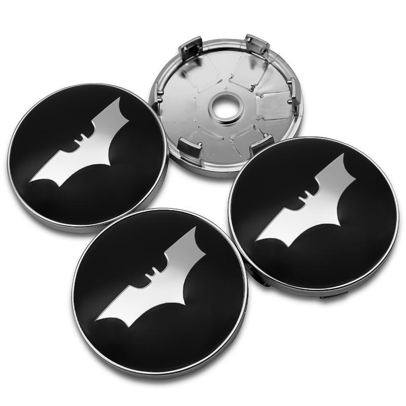 4pcs 56mm+60mm Car Styling Bat Logo Badge Car Wheel Center Hub Cap Rim Cover Emblem Stickers Decorative Decal Auto Accessories