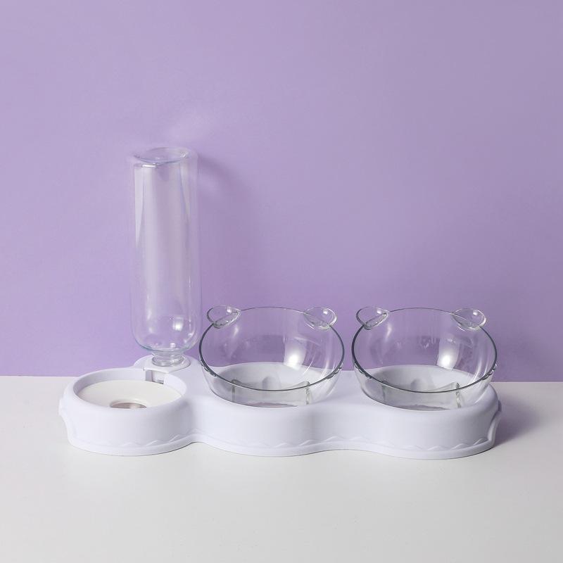 Миска для домашних животных, автоматическая кормушка 3-в-1, миска для еды для собак и кошек с фонтанчиком для воды, двойная миска для питья, приподнятая подставка, миски для посуды для кошек