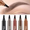 Waterproof 4 Point Liquid Eyebrow Pencil with 3D Long Lasting Eye Brow Brush - Natural Microblade Makeup Tools
