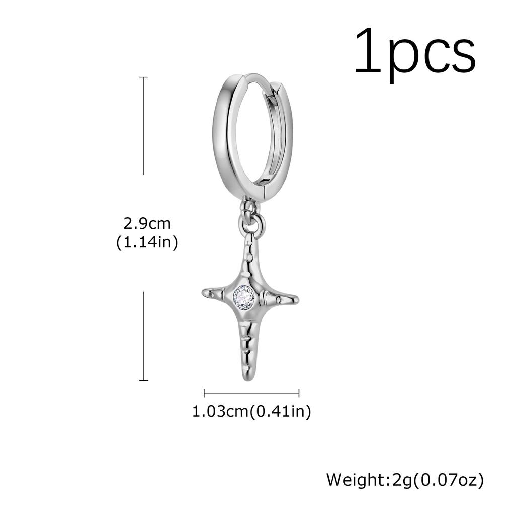 Xiaomi Vnox Zircon Cross Star Drop Earrings, Silver Color Huggies Hoop Dangle Earrings for Men Women, Gothic Punk Hip Hop Jewelry Gift