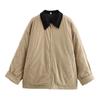 European & American Retro Style Women's Color Block Corduroy Cotton-Padded Jacket