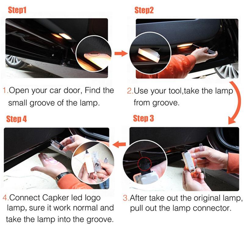 2X Car Lights Accessory LED Door Projector Courtesy Lamp For BMW 1 3 5 6 7 X1 X3 X5 X6 Z4 E81 E83 E87 E60 E61 E70 E71 E90 E91 M