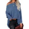 Spring Autumn Women T-shirt Casual Off Shoulder Long Sleeve Waffle Knit Pullover Sweater Pullovers Tops