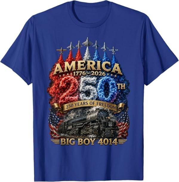 Футболка с изображением поезда Big Boy 4014 США, 250-летие, патриотическая американская